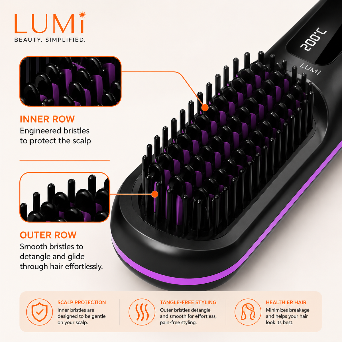 LUMi™ GoStyle Heated Hair Brush | 4-TEMP Setting