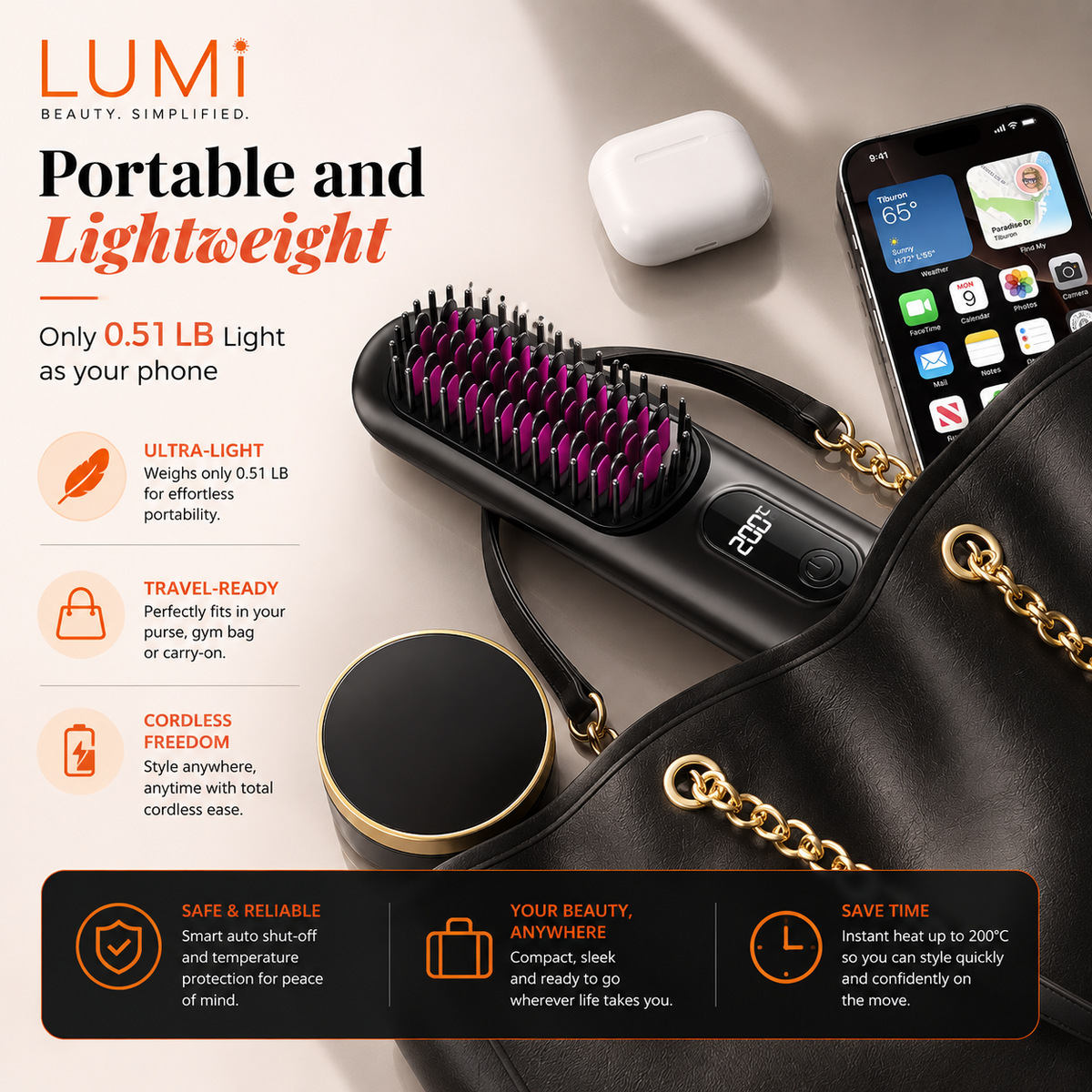 LUMi™ GoStyle Heated Hair Brush | 4-TEMP Setting