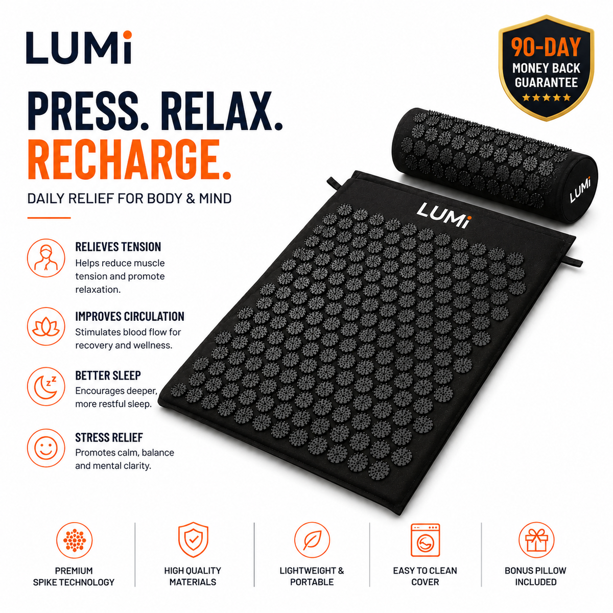 LUMi™ Stress Relief Acupressure Mat Set