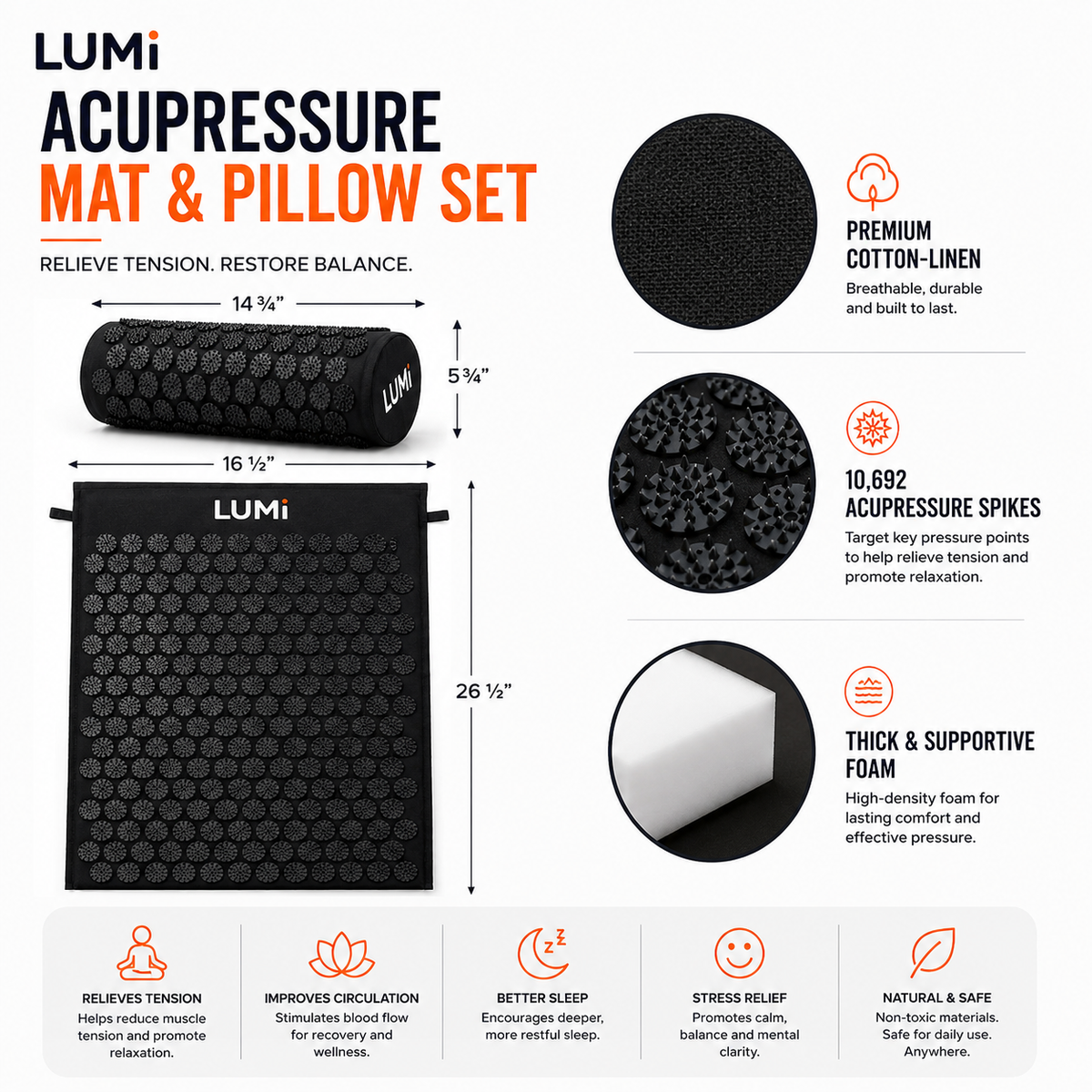 LUMi™ Stress Relief Acupressure Mat Set